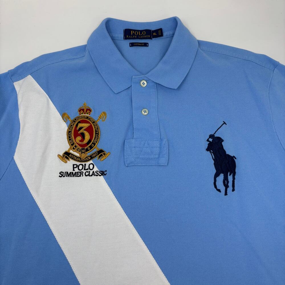 Polo Ralph Lauren XL Light Blue Big Pony Crest Cotton Short Sleeve Polo Shirt